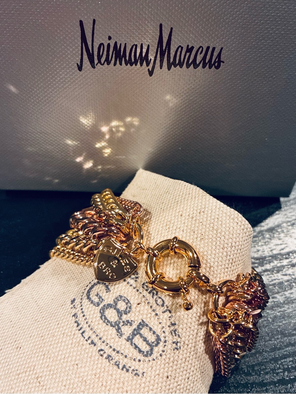 NWT Giles & Brother for Neiman Marcus  Mixed-metal Heavy Chunky Chain Bracelet,